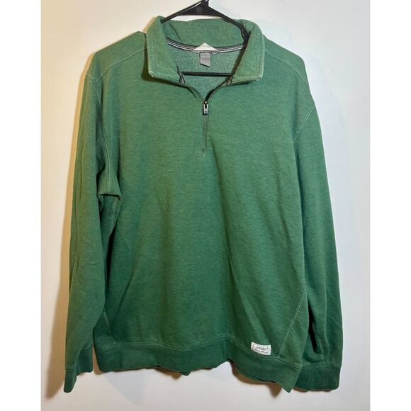 Eddie Bauer Men’s TL Green 1/4 Zip Pullover Sweatshirt Large Fleece Casual - Picture 1 of 4